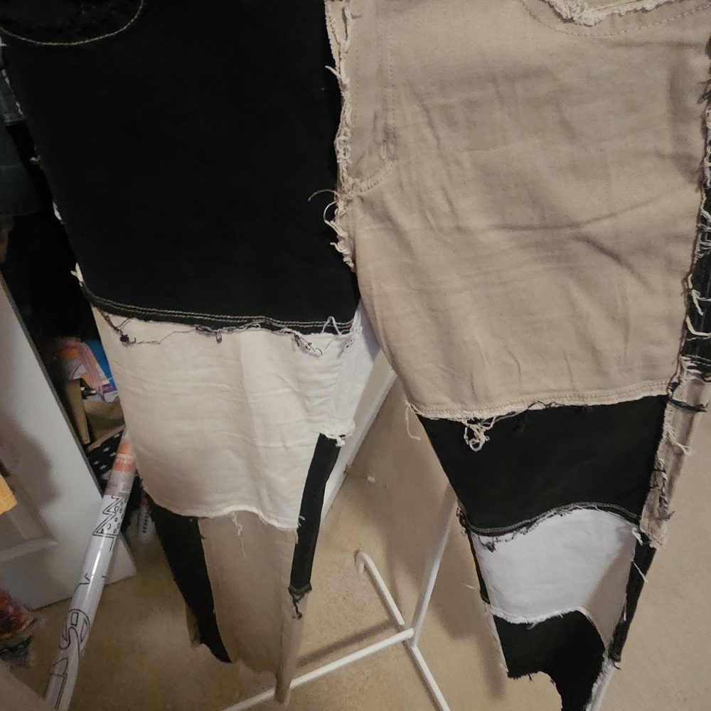 Black And Cream Patchwork Pants - image 4